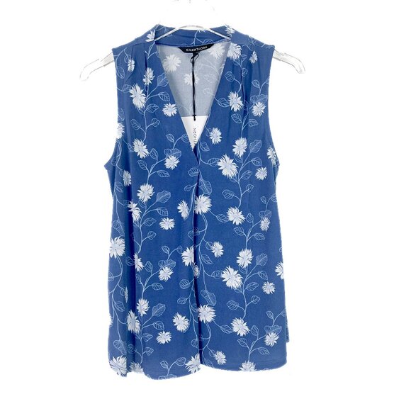 NWT Stitch Fix 41 Hawthorn Sleeveless Floral Split Neck Top Size Small Petite PS - Picture 1 of 10